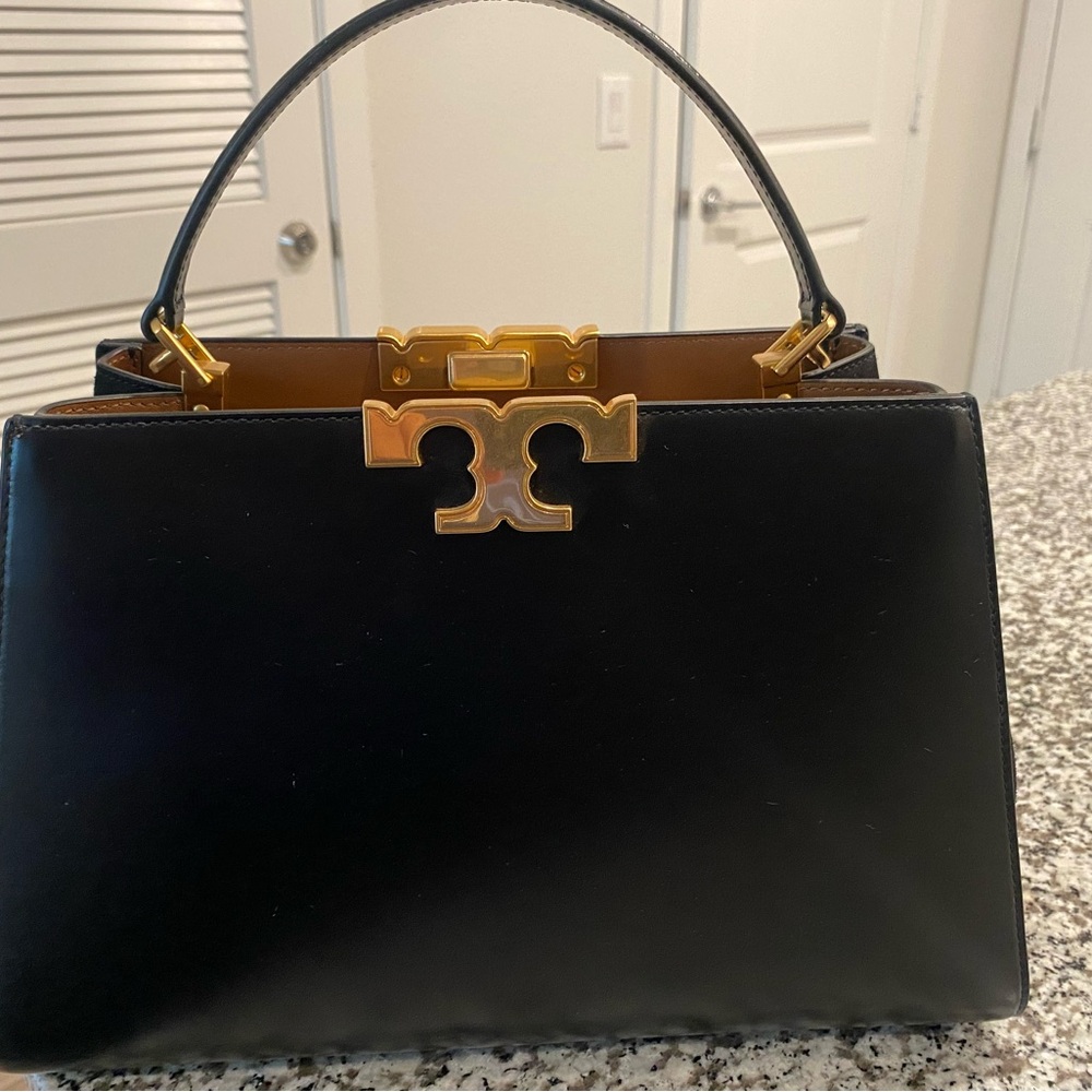 Tory Burch Black Satchel with Gold Accents